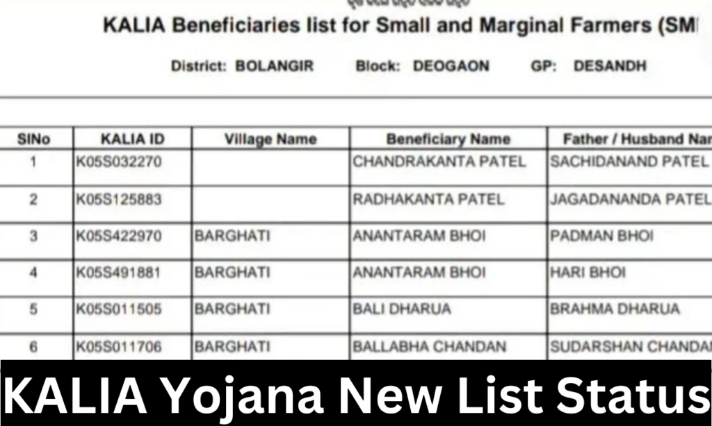 Kalia Yojana New List Status